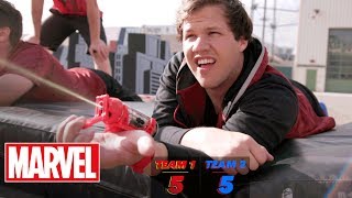 Marvel SpiderMan Homecoming  HeadtoHead Web Slinging Challenge w Legendary Shots [upl. by Snow]