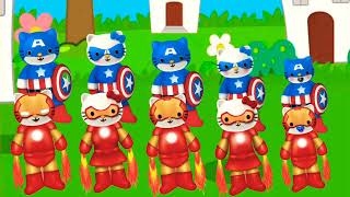 Captain Kitty And Iron Kitty Finger Family Nursey Rhyme For Kids [upl. by Malloch]