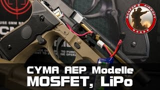 Tech Cyma AEP Mosfet LiPoUmbauEinbau CM030 121 122 123 126 AirsoftSoftair 4K UHD [upl. by Kelbee]