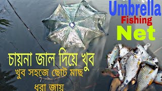 Umbrella Fishing Net  ছাতা জাল  catching Fish By Umbrella  চায়না জাল [upl. by Gnouhp]