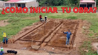 Inicio de obra Casa de 7m x 15m replanteo excavación escuadras solados y hierros a utilizar [upl. by Ynottirb361]