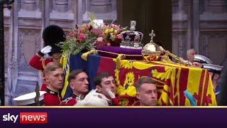 Queens coffin enters Westminster Abbey [upl. by Animahs]