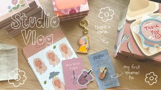 Studio Vlog 02 ✨ shop update making new stickers designing notepads and my first enamel pin [upl. by Nosraep676]