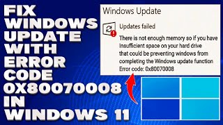 How To Fix Windows Update with Error Code 0x80070008 in Windows 1011 Solution [upl. by Aynek]