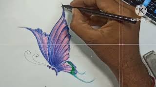 easy art of butterfly ll drawing ll pastel colours ll pencil sketching ✍️ ll art by NABA PRATIK [upl. by Arrek]