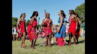 The Osiligi Maasai Warriors and Sheikh Ahmad Dede on Glastonbury Tor 25th Aug 2018 [upl. by Yelsew803]