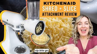 SHREDDING CHEESE with the KitchenAid Fresh Prep Slicer Shredder Attachment Review  Demo [upl. by Anatnom]