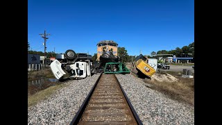 18wheeler train crash in Waller County Texas [upl. by Einnos]