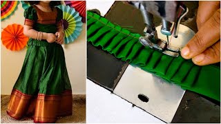 10 to 12 years Simple pattu pavadai sattai cutting and stitching  easy method Pattu pavadai design [upl. by Alimhaj917]