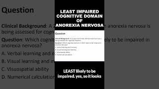 Least Impaired Cognitive Domain of Anorexia Nervosa  MCCQE1 [upl. by Milstone]