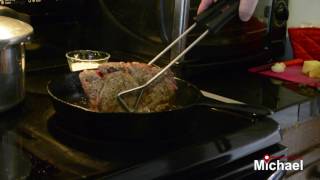 Cooking a Ribeye Steak in a Cast Iron Skillet [upl. by Asertal]