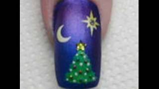 quotBlue christmasquot airbrushed nail tutorial [upl. by Bracci]