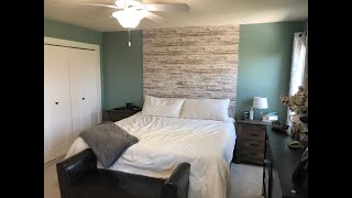 Floor to ceiling shiplap headboardaccent wall [upl. by Lrem]