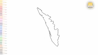 Kerala map drawing  Easy Map drawings  How to draw Kerala map step by step  Outline drawings [upl. by Aihsakal673]