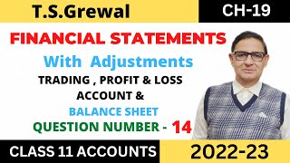 FINANCIAL STATEMENTS WITH ADJUSTMENTS Chapter 19 TSGrewal Solution Questionno 14 Class 11 [upl. by Loftus]