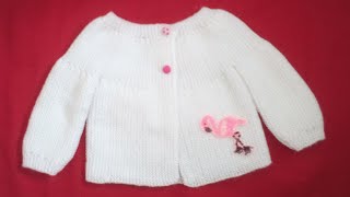 Tuto tricot brassière veste tricot bébé aux rangs raccourcis taille naissance 3 a 6 mois 01 [upl. by Negaet]