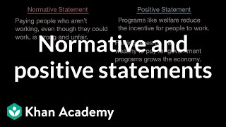 Normative and positive statements  Basic economics concepts  AP Macroeconomics  Khan Academy [upl. by Asilrahc]