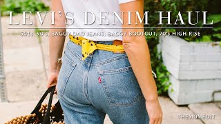 Levis Jeans Haul 501s 90s Baggy Dad Jeans Baggy Bootcut 70s High Rise [upl. by Rehoptsirhc772]