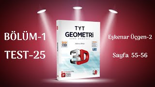 BÖLÜM 1  TEST 25  Eşkenar Üçgen2  3D TYT GEOMETRİ SORU BANKASI [upl. by Llecram93]