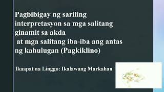 Pahiwatig na KontekstwalContextual Clues Pagkliklino  Ikaapat na linggo  Ikalawang Markahan [upl. by Piers]