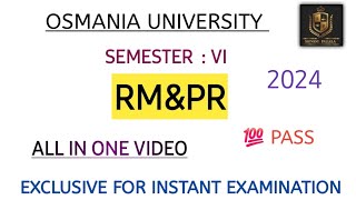 RESEARCH METHODOLOGY AND PROJECT REPORT  ALL IN ONE VIDEO  2024 OU  SEM 6shivanipallela [upl. by Erich]