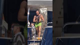 Conor gets off the yacht to give some of his beers mcgregor yatch beers [upl. by Willmert]