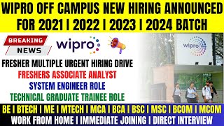 Wipro Official New Hiring Announced  3 Multiple Role Hiring  OFF Campus Drive For 2024 2023 Batch [upl. by Flemings]