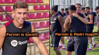 Barcelona Welcomes Fermin Lopez Back to Training After His Holidays  Barcelona News [upl. by Richma]