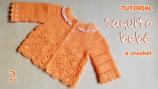 Como tejer un saquito jersey chambrita chaleco para bebe a crochet gancho 23 [upl. by Searle]