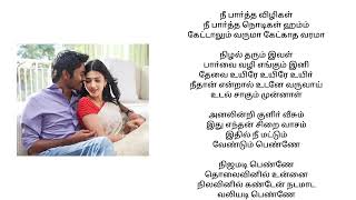 Nee paartha vizhigal song tamil Lyrics  3 movie [upl. by Retsae629]