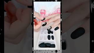 Black Blast 💣😍 3D stone nails collection 🖤  artificial nails trandingshorts [upl. by Leinahtam]