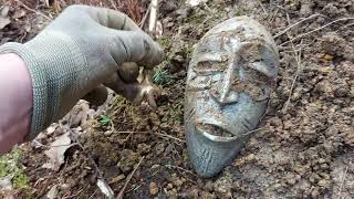 metal detecting  we found ancient silver mask [upl. by Kimmel]