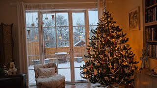 4K Icelandic Living Room Snowing Christmas No Music [upl. by Oiretule]