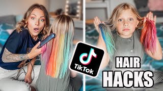 ON TESTE DES TIKTOK HAIR HACKS  idéal pendant le confinement [upl. by Ovida919]