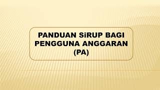 PANDUAN APLIKASI SIRUP UNTUK PENGGUNA AKUN PA PEMDA [upl. by Olyhs]