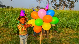 Outdoor fun with Flower Balloon and learn colors for kids by I kids [upl. by Gavrilla]