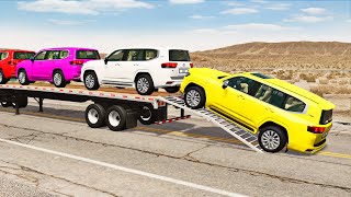 Flatbed Truck Mcqueen  Transportation with Truck  Pothole vs Car 186  BeamNGDrive [upl. by Tedric73]