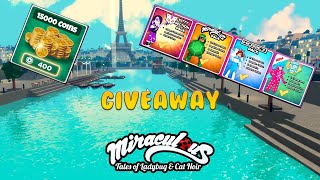 🐞Miraculous Pack Giveaway  15K COINS  Roblox Miraculous RP🐞 [upl. by Marnie]