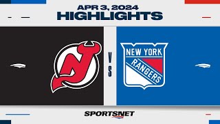 NHL Highlights  Rangers vs Devils  April 3 2024 [upl. by Anaerda]