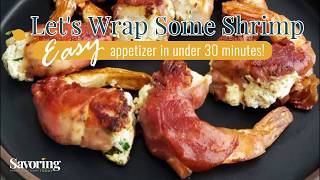 Quick amp Easy ProsciuttoWrapped Shrimp and Goat Cheese Appetizer [upl. by Setarcos]