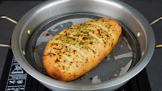 No Yeast No Oven Garlic Bread Recipe In Kadai  Eggless  Easy Garlic Bread  NOven [upl. by Ymmot]