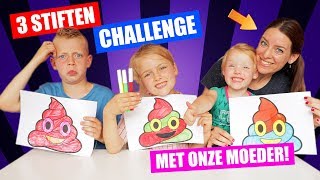 3 STIFTEN CHALLENGE met onze MOEDER 3 Marker Challenge ♥DeZoeteZusjes♥ [upl. by Johnsson596]