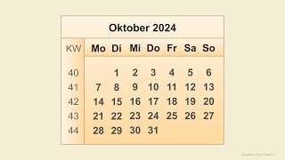 Kalender Oktober 2024 [upl. by Marcellus]