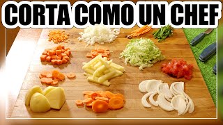 🔪 Tipos de CORTES BÁSICOS en COCINA  Cómo usar los CUCHILLOS y cortes de VERDURAS 🥕 [upl. by Mann]