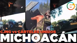 Enfrentamiento entre CJNG y Cárteles Unidos Michoacán [upl. by Yhtuv131]