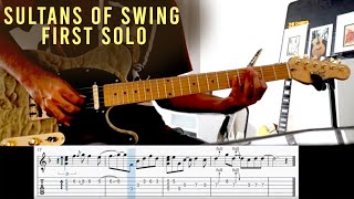 Dire Straits  Sultans of Swing solo 1 guitar lesson with tab [upl. by Debra]