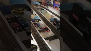 Lamborghini Cop Car Slams Spun Out Corvette C7R Carrera Go 143rd Scale Slot Racing System [upl. by Acino]