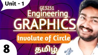 Involute of Circle in Tamil Engineering Graphics GE3251 Anna University Syllabus in Tamil [upl. by Oyr268]