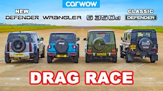 Mercedes G350 vs Jeep vs Defender BARU amp LAMA DRAG RACE [upl. by Anaejer752]