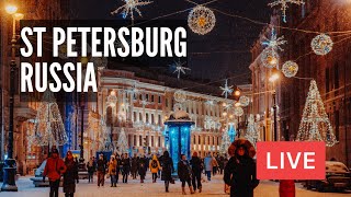 ST PETERSBURG Christmas Lights of The Northern Capital of Russia LIVE [upl. by Cirderf262]